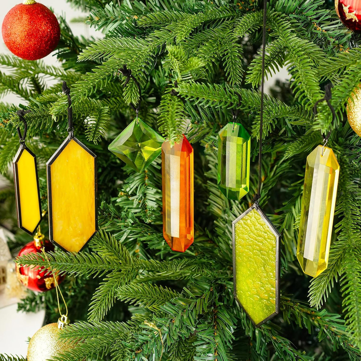 HDCRYSTALGIFTS 7pcs Crystal Sun Catchers for Windows Hanging - Stained Glass Suncatchers for Indoor
