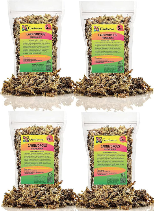Gardenera Sphagnum Moss Potting Mix for Carnivorous Plants - 20 Quart - Moss and Perlite Blend for