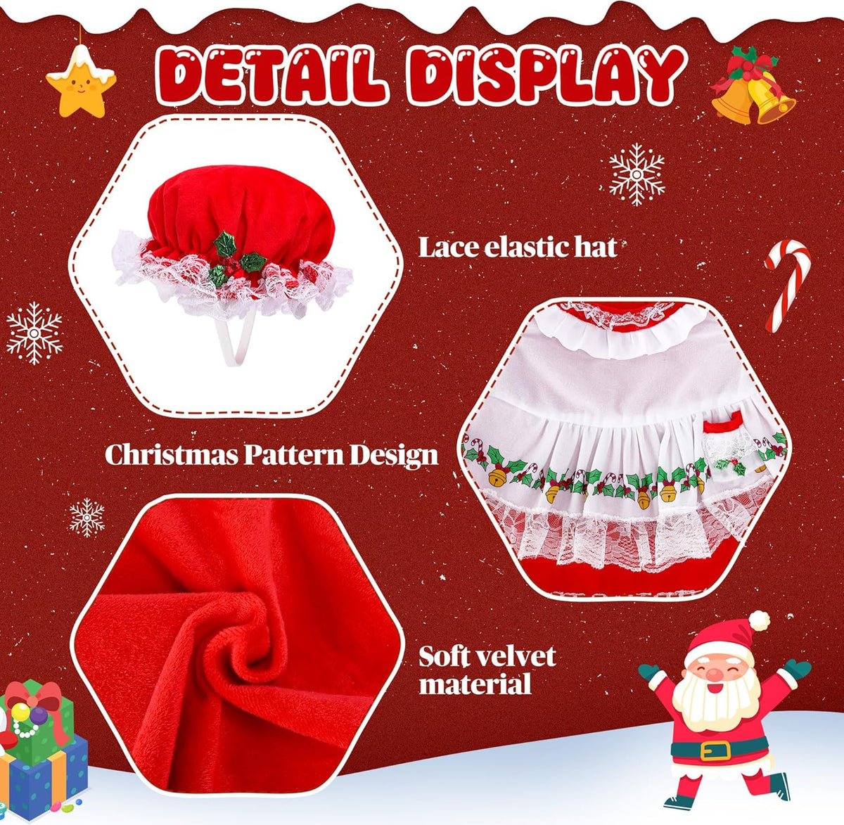 2 Pcs/Set Christmas Mrs. Claus Porch Goose Outfits, Lawn Goose Statue Mrs. Claus Costume, Red Green