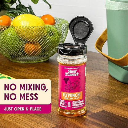 Aunt Fannie's FlyPunch Fruit Fly Trap for Indoor and Kitchen Use, Ready to Use, Made with Plant