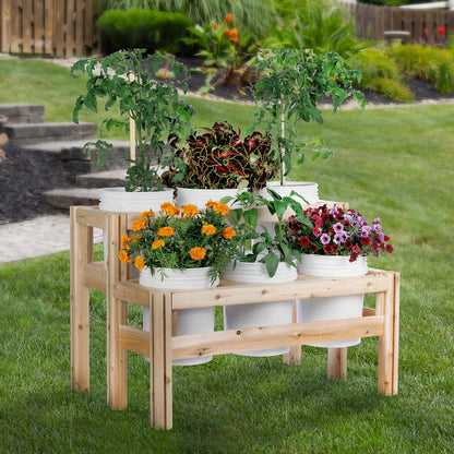 Greenes Fence Two-Tiers Six Bucket Elevated Cedar Wood Garden Frame, 43 in. x 30 in. x 30 in.