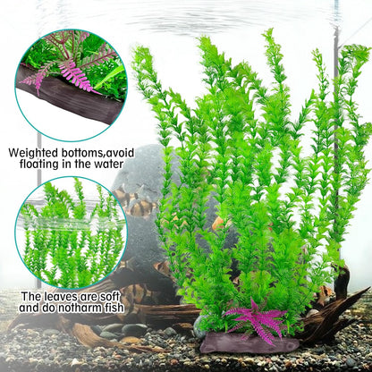 Hamiledyi Aquarium Plastic Plants Aquarium Decor Artificial Fish Tank Plants,Tall Fish Tank