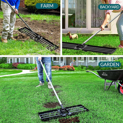 Walensee Lawn Leveling Rake, 7FT 30"x10" Levelawn Tool, Heavy Duty Effort Saving Lawn Level Tool