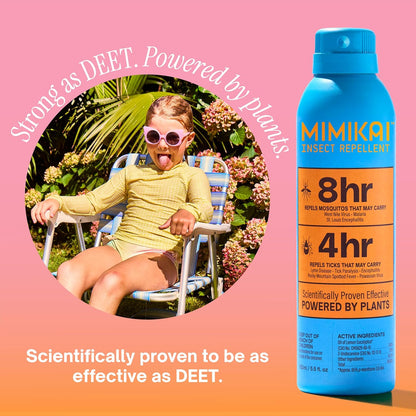 Mimikai Mosquito and Tick Repellent Spray, DEET-Free for Skin and Outdoor Use, Non-Toxic
