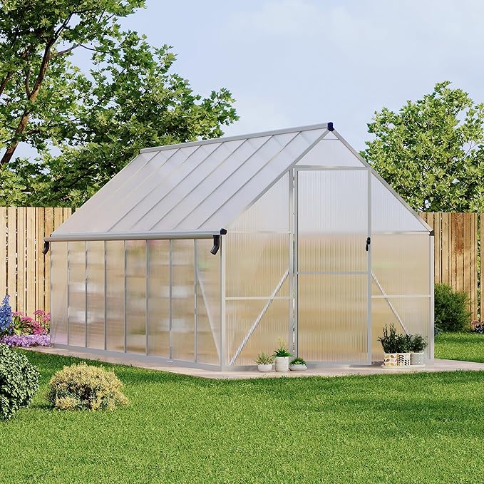 8'X16' Aluminum-Framed Polycarbonate Greenhouse, Heavy Duty Polycarbonate Greenhouse with Quick
