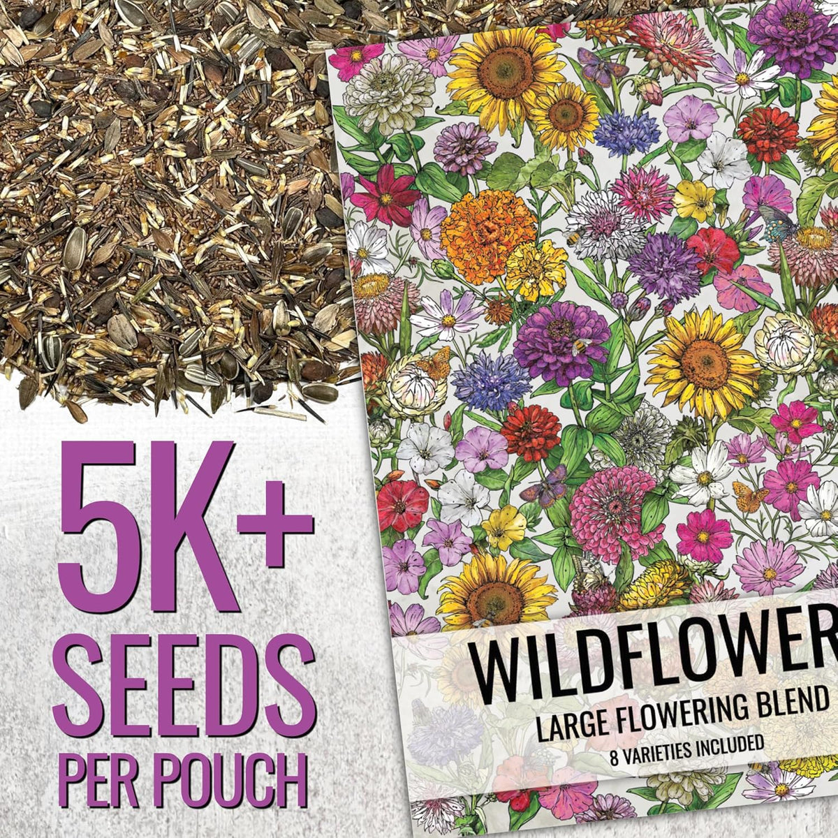 Seed Needs Garden Flower Seeds Large Blooms Mix Hummingbird and Butterfly | 2 Packs (1 Ounce Each)