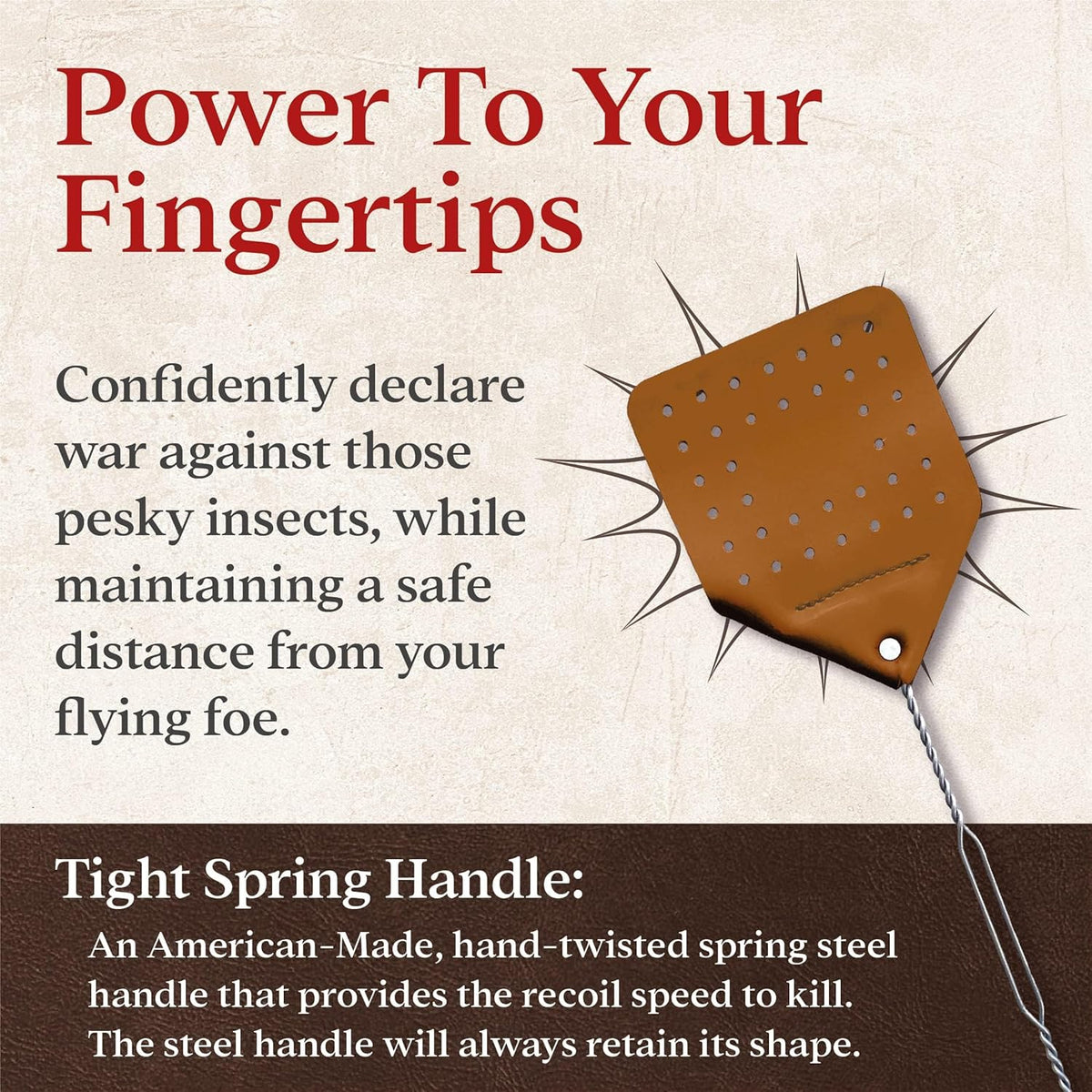 Leather Fly Swatter Set (2 Pack) – 17” Amish-Made Fly Swat w/Real Leather Paddle – Fly Swatters