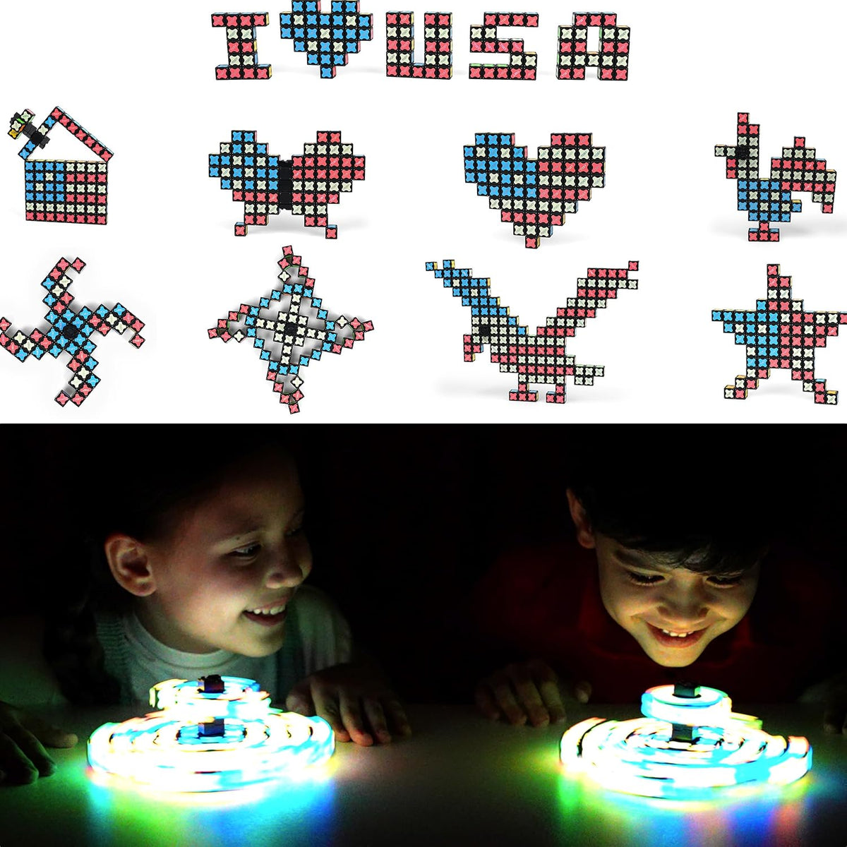 TOSY Magnet Fidget Spinner Glow - 16 Blocks, 3 in 1 Toy: Transformable Fidget Spinner, Infinity
