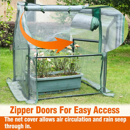 Gardzen Mini Greenhouse with Mesh Cover, Portable Outdoor Greenhouse, Enhanced Ventilation, Ideal