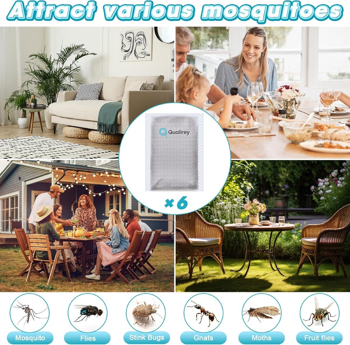 6 Pack Mosquito Attractant in Bulk, Lure for Bug Zapper Bait Refill Compatible with All Mosquito