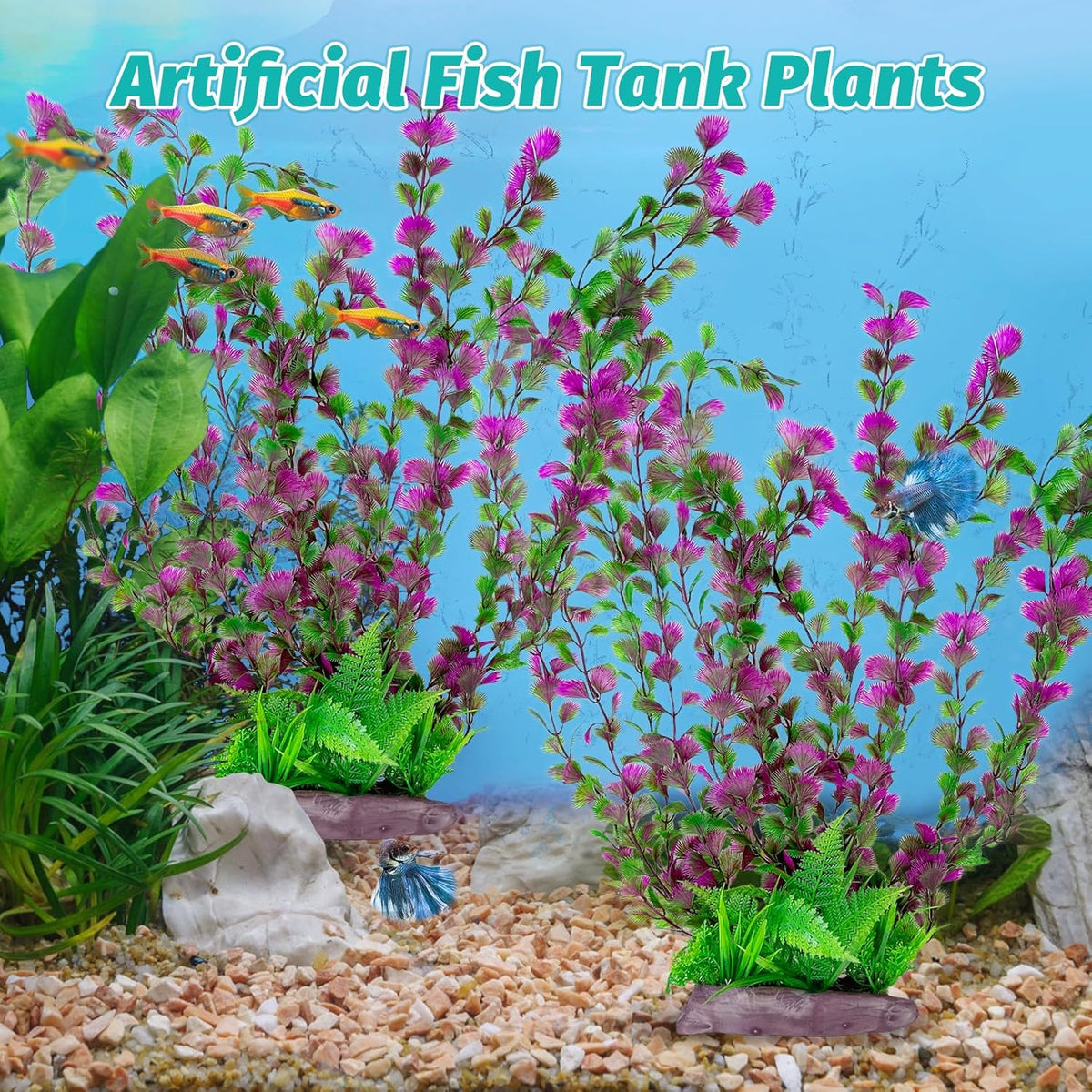 Hamiledyi Aquarium Plastic Plants Aquarium Decor Artificial Fish Tank Plants,Tall Fish Tank