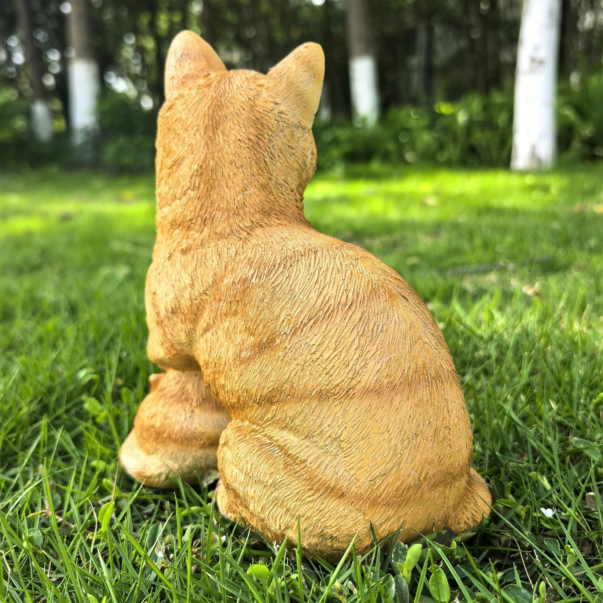 Mama Cat and Kitten Garden Statue,Outdoor Lawn Decorative Figurine Yellow Cat Statue for Patio