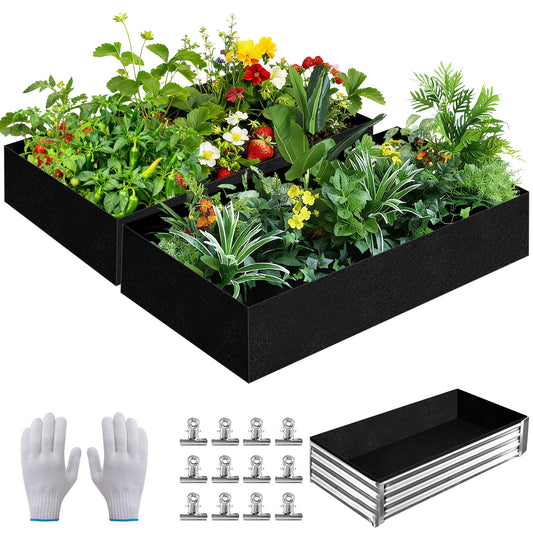 Mizelu 2 Sets 4 x 2 x 1 ft Raised Garden Bed Liner Bag, Breathable Grow Bed Fabric Liners with