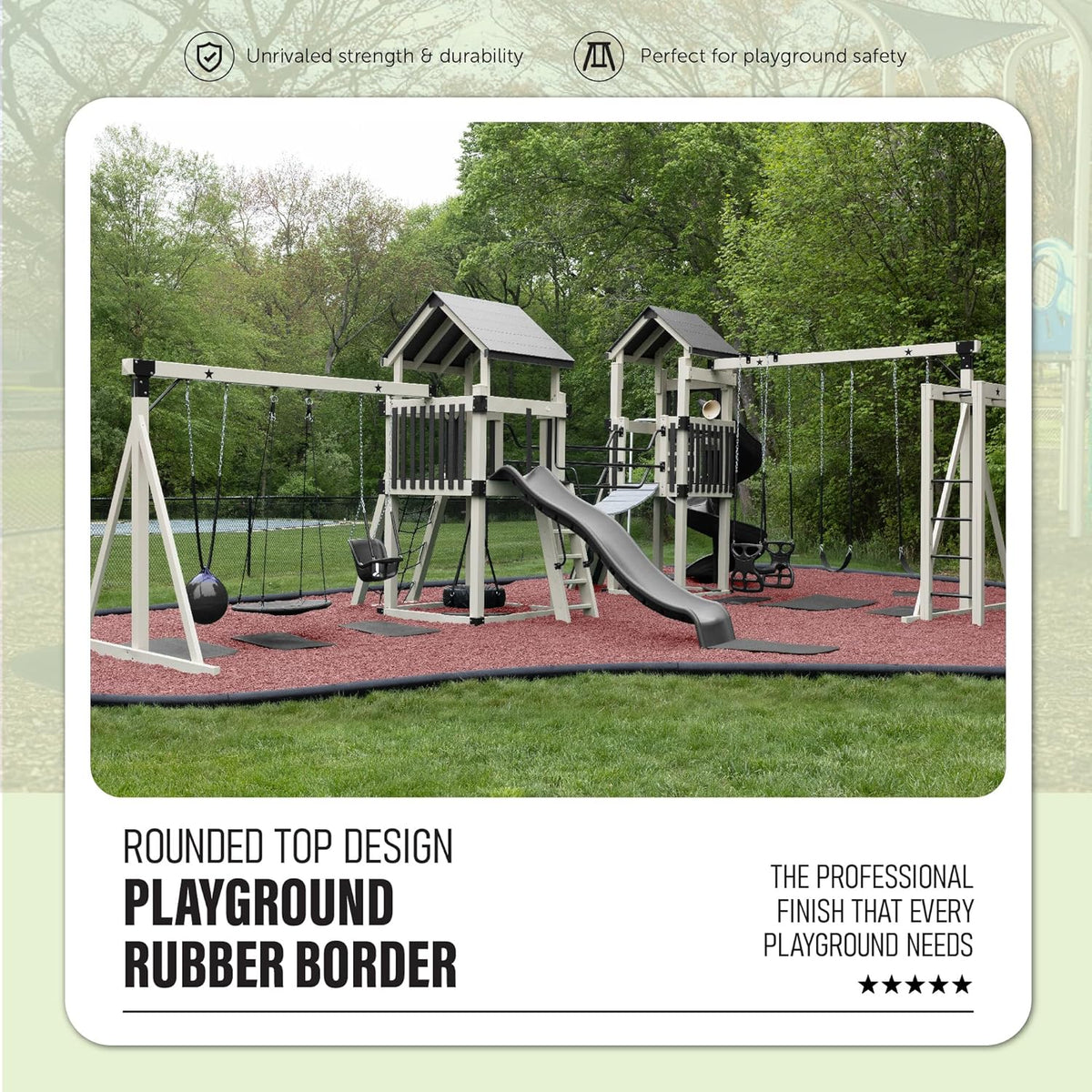 Playsafer 4' Flexible Interlocking Rubber Edging for Playgrounds (Black, 30 Pack)