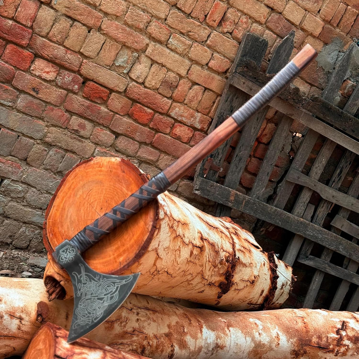 MDM-012 Custom Handmade Viking Axe Real Tomahawk Viking Hatchet Beared Camping Axe, 5160 HIGH