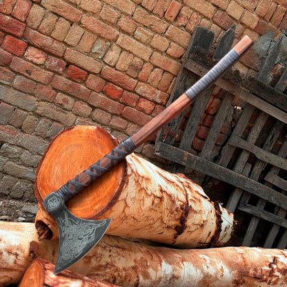 MDM-012 Custom Handmade Viking Axe Real Tomahawk Viking Hatchet Beared Camping Axe, 5160 HIGH