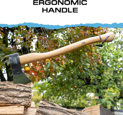 Prandi Axes Professional C45 Forged Carbon Steel Hatchet - Hickory Handle with Leather String