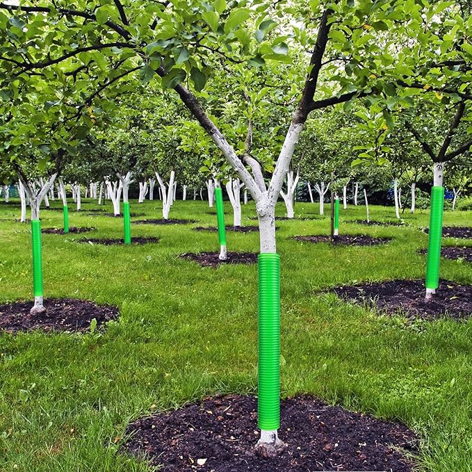 Menkxi 20 Pcs Corrugated Tree Guards Tubes Plastic Saplings Tree Trunk Protectors Wraps to Protect