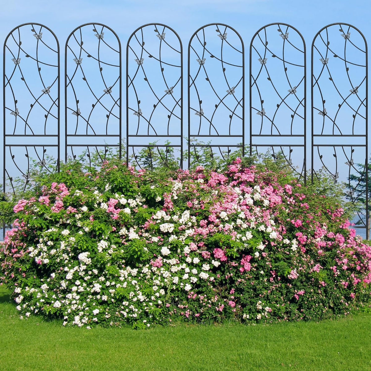6 Pack Metal Garden Trellis 86.7" Tall Outdoor Climbing Plant Support for Roses, Flowers, Rustproof