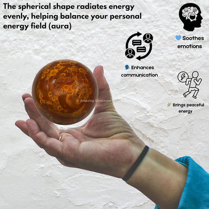 Amazing Gemstone Fruit Jasper Crystal Ball with Stand - 2 Inches Crystal Sphere Meditation Balls