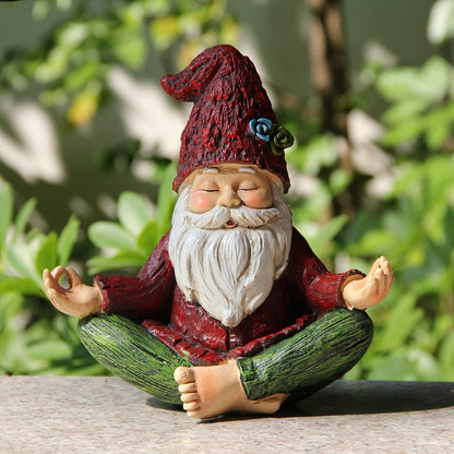 Garden Yoga Gnome Statue, Outdoor Gnomes Figurine with Solar Lights, Knome in Yoga Pose for Garden