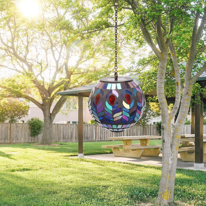 Hanging Solar Lantern Outdoor Waterproof - Solar Gazing Ball Mosaic Outdoor Hanging Lights Hanging