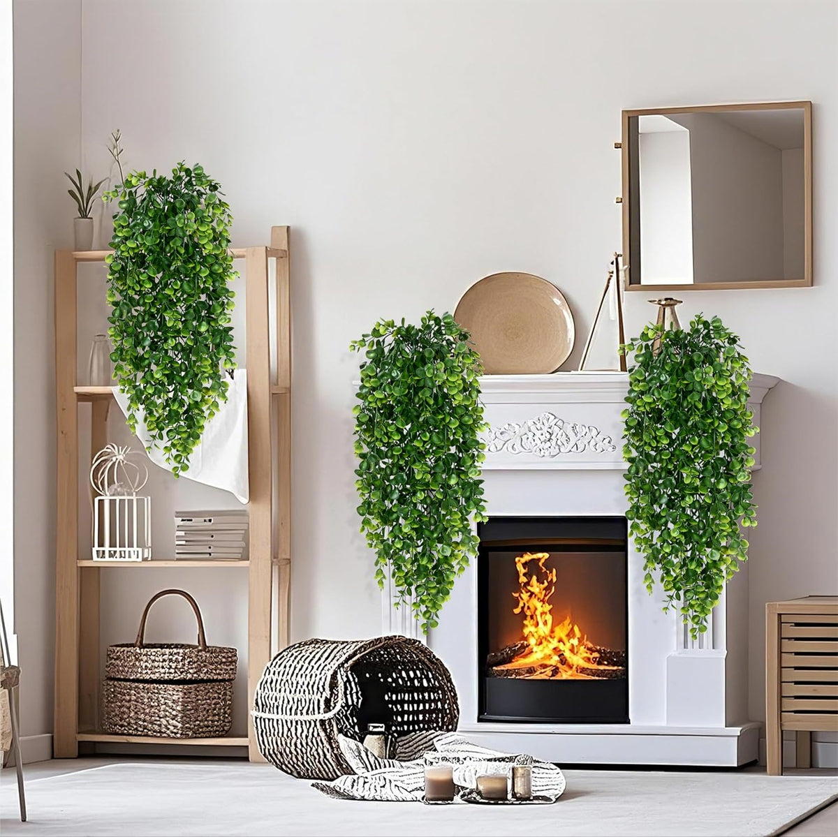 Waipfaru 8Pcs Fake Hanging Plants 2.7ft Fake Plants UV Resistant Fake Vines Artificial Decor for