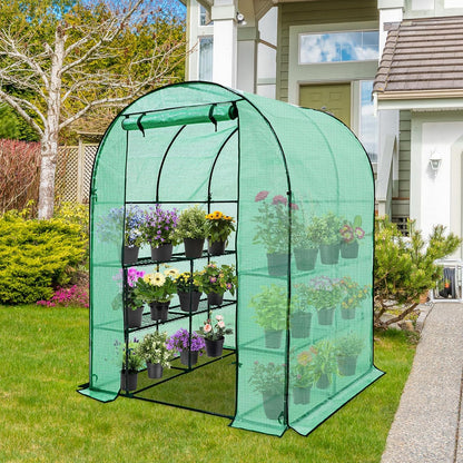 EAGLE PEAK 3-Tier Walk in Portable Greenhouse with 8 Wire Shelves, Indoor and Outdoor Garden House