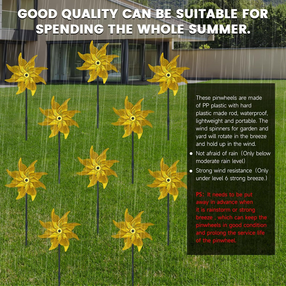 10 PCS Reflective Pinwheels for Yard and Garden Bird Devices Pre-Installed Sparkly Wind Spinner