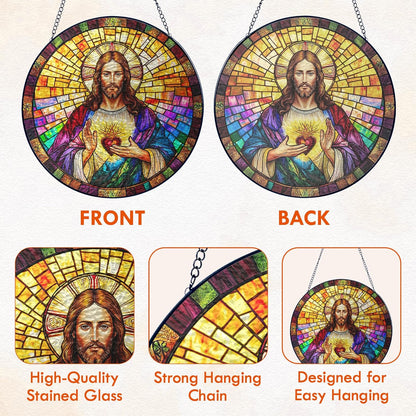 FLAGWIX Christmas Christian Gifts for Women Faith - Stained Glass Window Hanging 10 in - Birthday