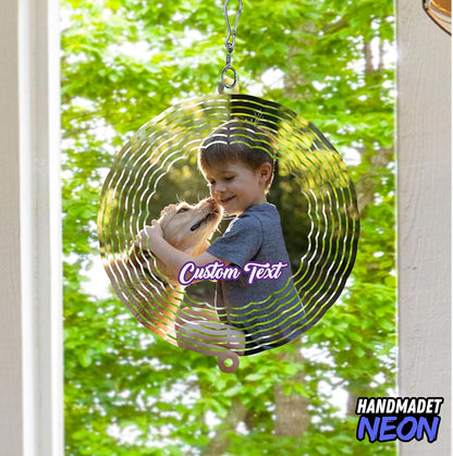 Personalized Dog Memorial with Photo Wind Spinner Metal Outdoor Art, Custom Picture Colorful 3D