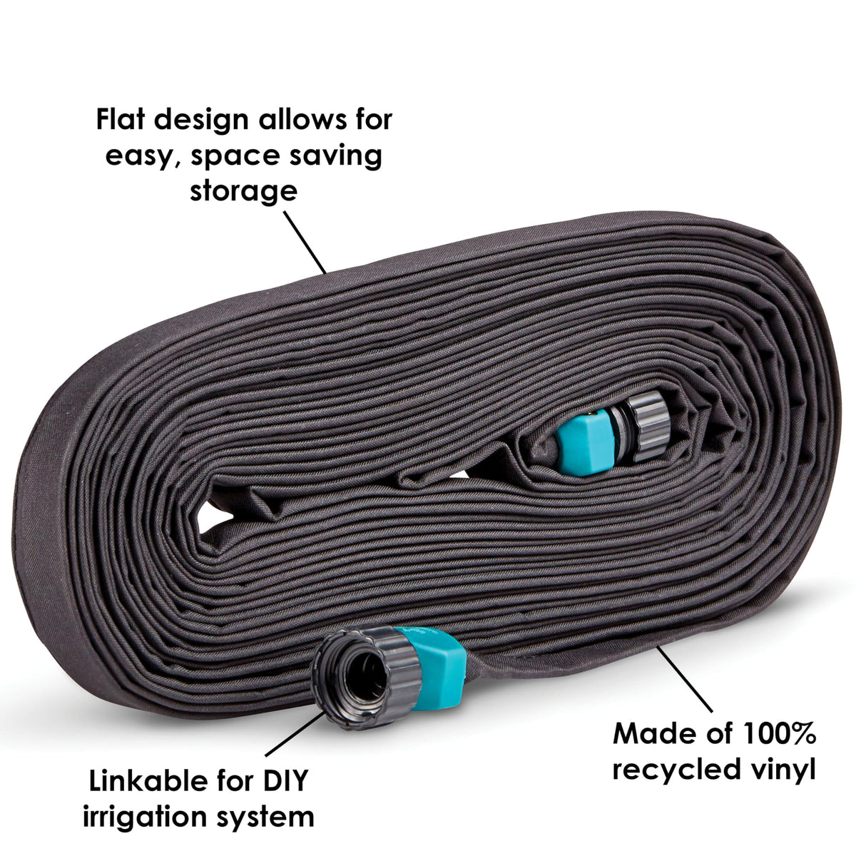 Gilmour 25' Black Flat Weeper Soaker Hose for Garden Beds, Drip Irrigation Outdoor Hose, Flexible
