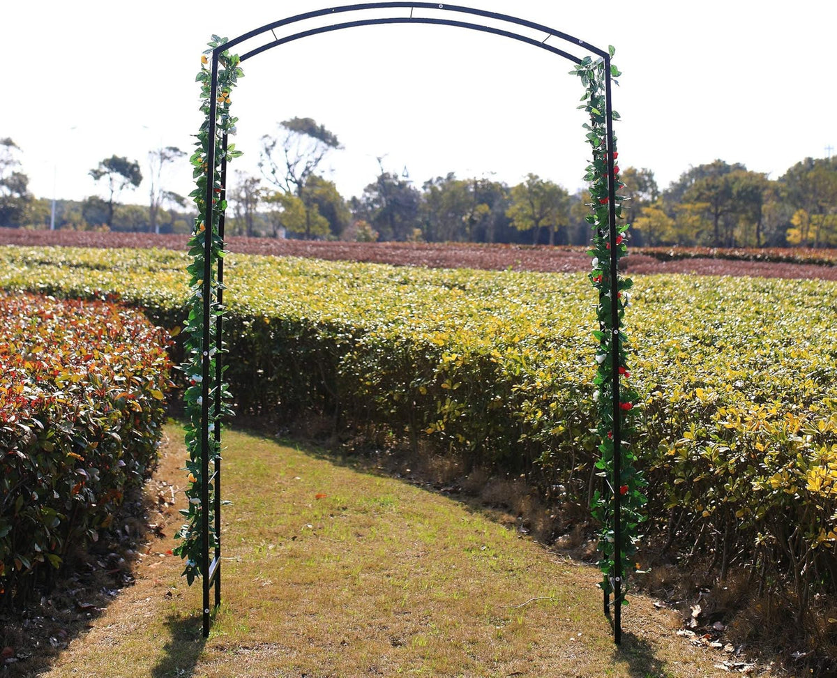 Steel Garden Arch, 7'2" High x 4'7" Wide, Garden Arbor for Various Climbing Plant, Outdoor Garden