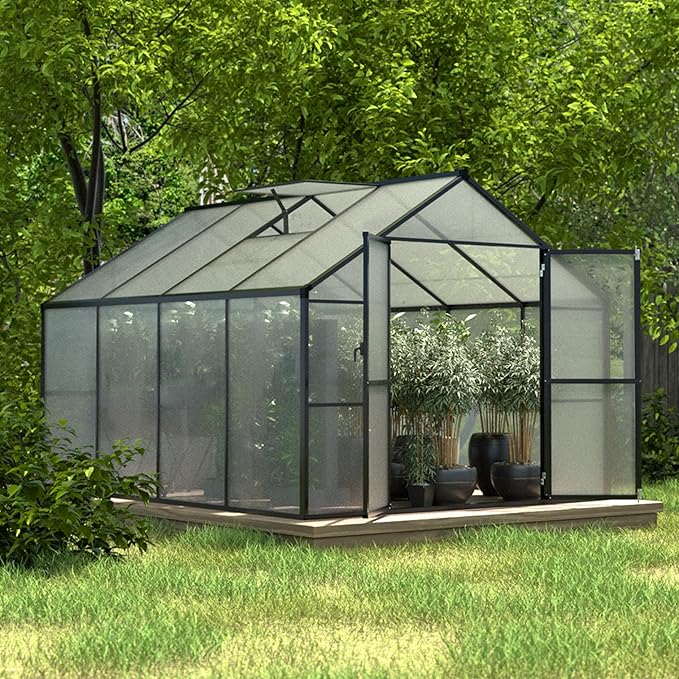 BlueWish 8x8FT Greenhouse for Outdoors, Greenhouses with Adjustable Vents, Lockable Door, Outdoor