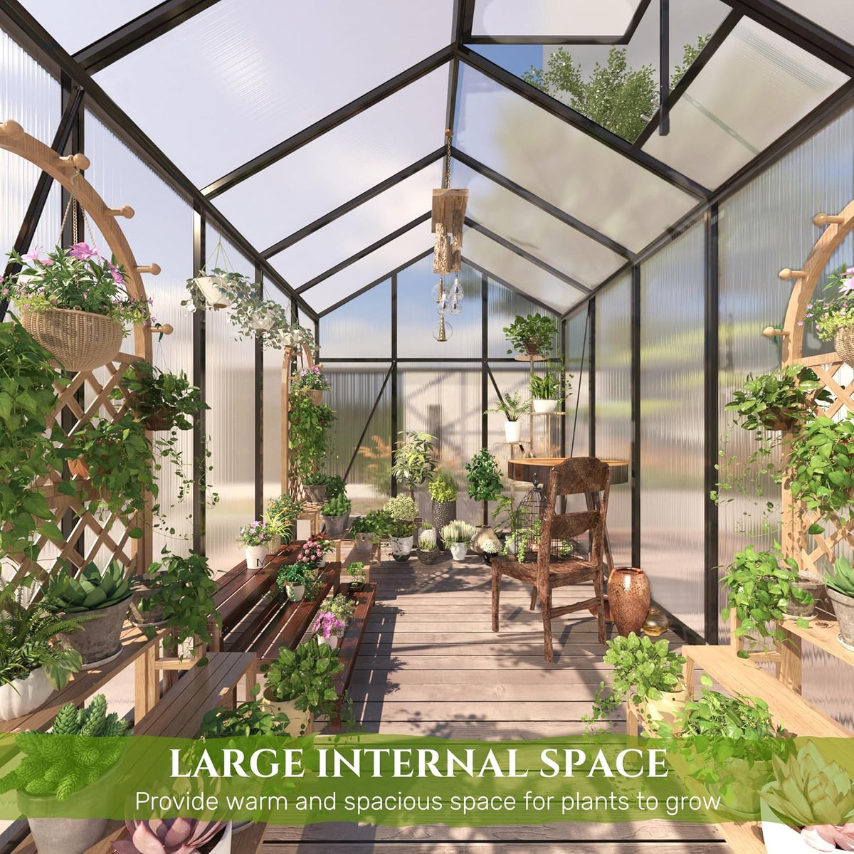 7.2FT High 6*8.2FT Greenhouse for Outdoors,Polycarbonate Greenhouse with Stronger Wind Protection