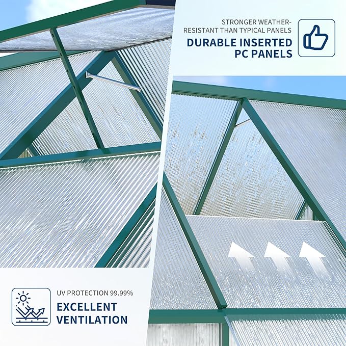 6'X9' Aluminum-Framed Polycarbonate Greenhouse, Heavy Duty Polycarbonate Greenhouse with Quick