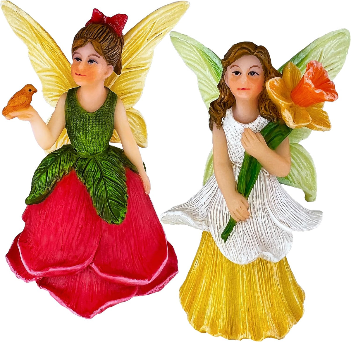 Mood Lab Fairy Garden - Miniature Fairy Figurines - Flower Girls Set of 2 pcs - Narcissus & Rose