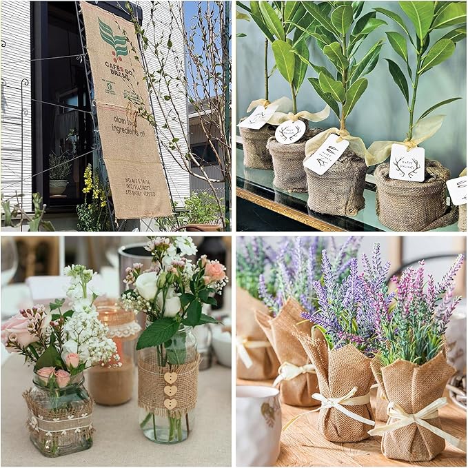 Svepndic 40in x 19ft Multipurpose Natural Burlap Fabrics Tree Wraps Rolls Tree Trunk