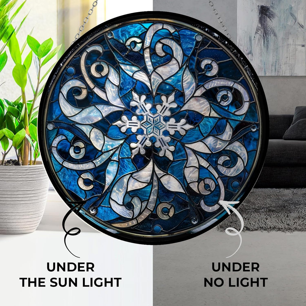 Christmas Snowflake Stained Glass Suncatcher Stained Glass Window Hangings Birthday Gift for Mom