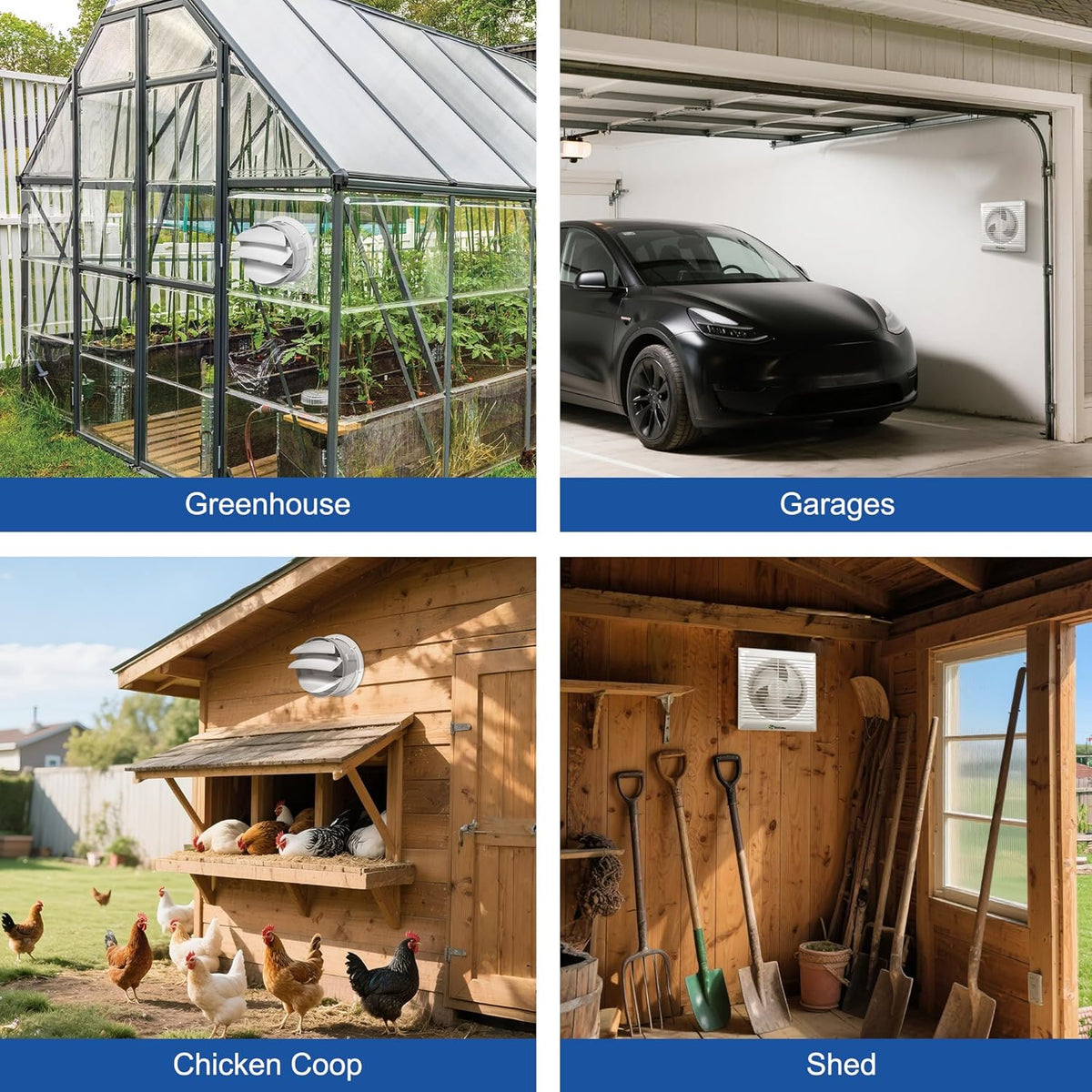 Solar Powered Fan with Battery and Adjustable Thermostat, 6“ Solar Fan for Chicken Coop with 12W