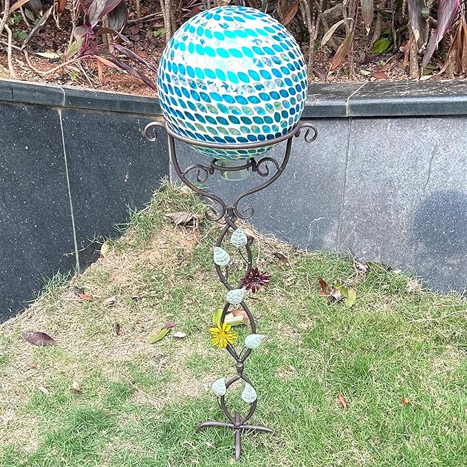Gazing Globe Stand with 4 Prongs Base, 31.5" Garden Gazing Ball Stands for 10-12 Inches Gazing