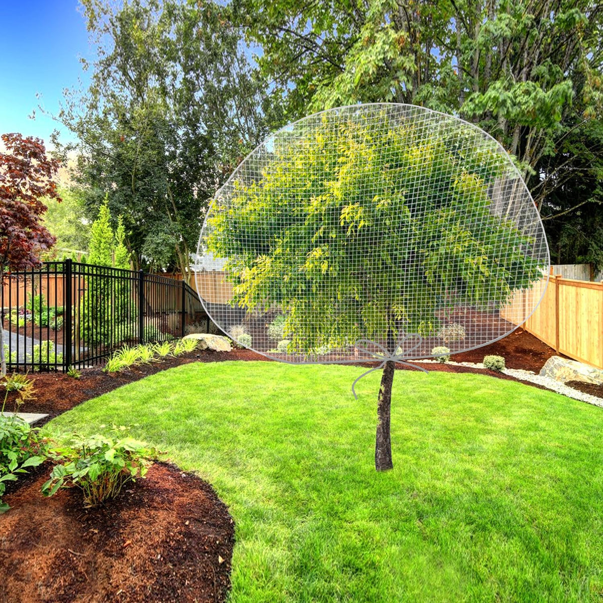 8.2 x 6.5 Feet Large Fruit Tree Netting, Insect Bird Barrier Tree Net with Drawstring, Garden Bird