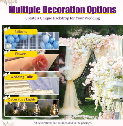 Wedding Arch Backdrop Stand, 19.7 x 9.8 FT Silver Wedding Arches Square Carbon Steel Balloon Arch