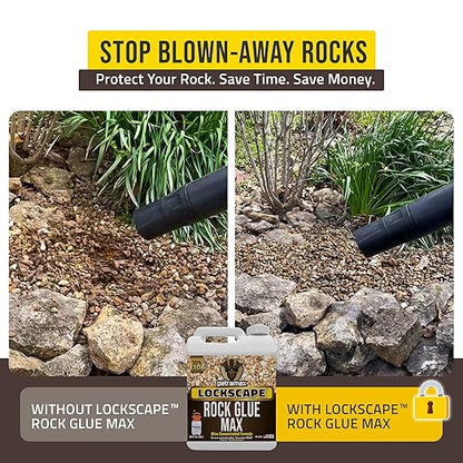 Lockscape Sticky Rock or Sticky Mulch Glue for Landscaping with Sprayer 1 Gallon, Max Rock Glue for