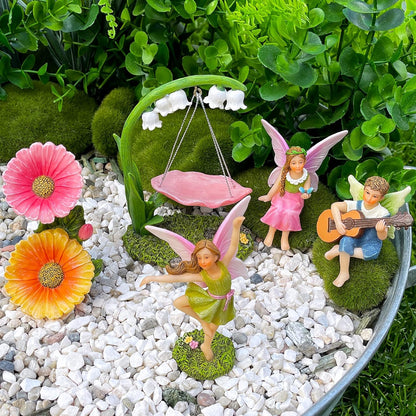 Mood Lab Fairy Garden - Dancing Swing Accessories Kit of 5 pcs - Miniature Garden Figurines Set