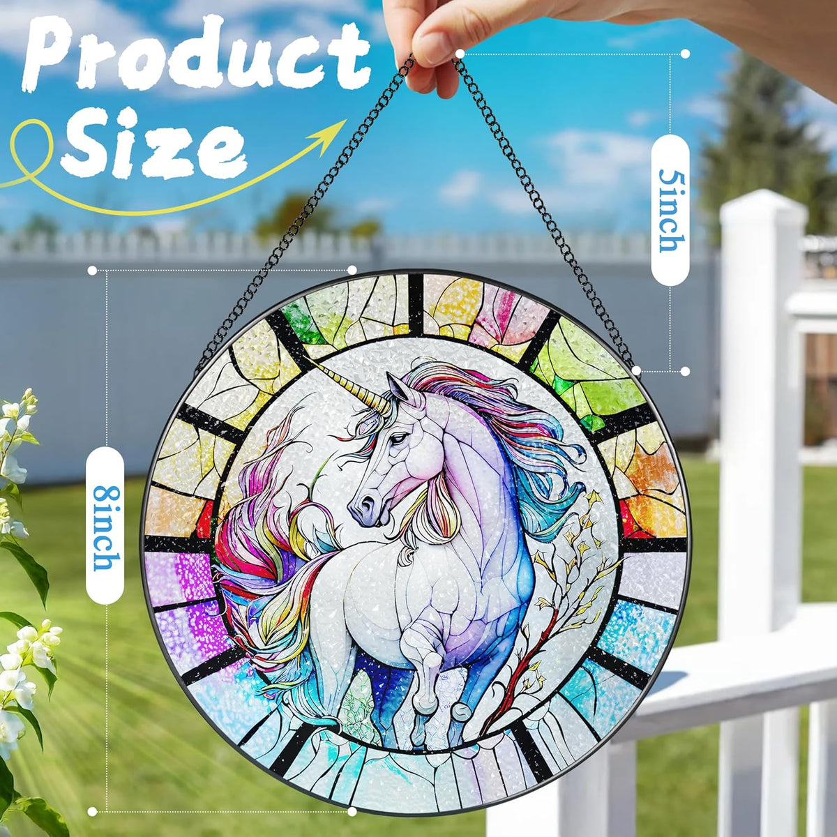 Stained Glass Window Hanging, Stained Glass Suncatcher, Unicorn Sun Catcher, Window Decor, Unicorn
