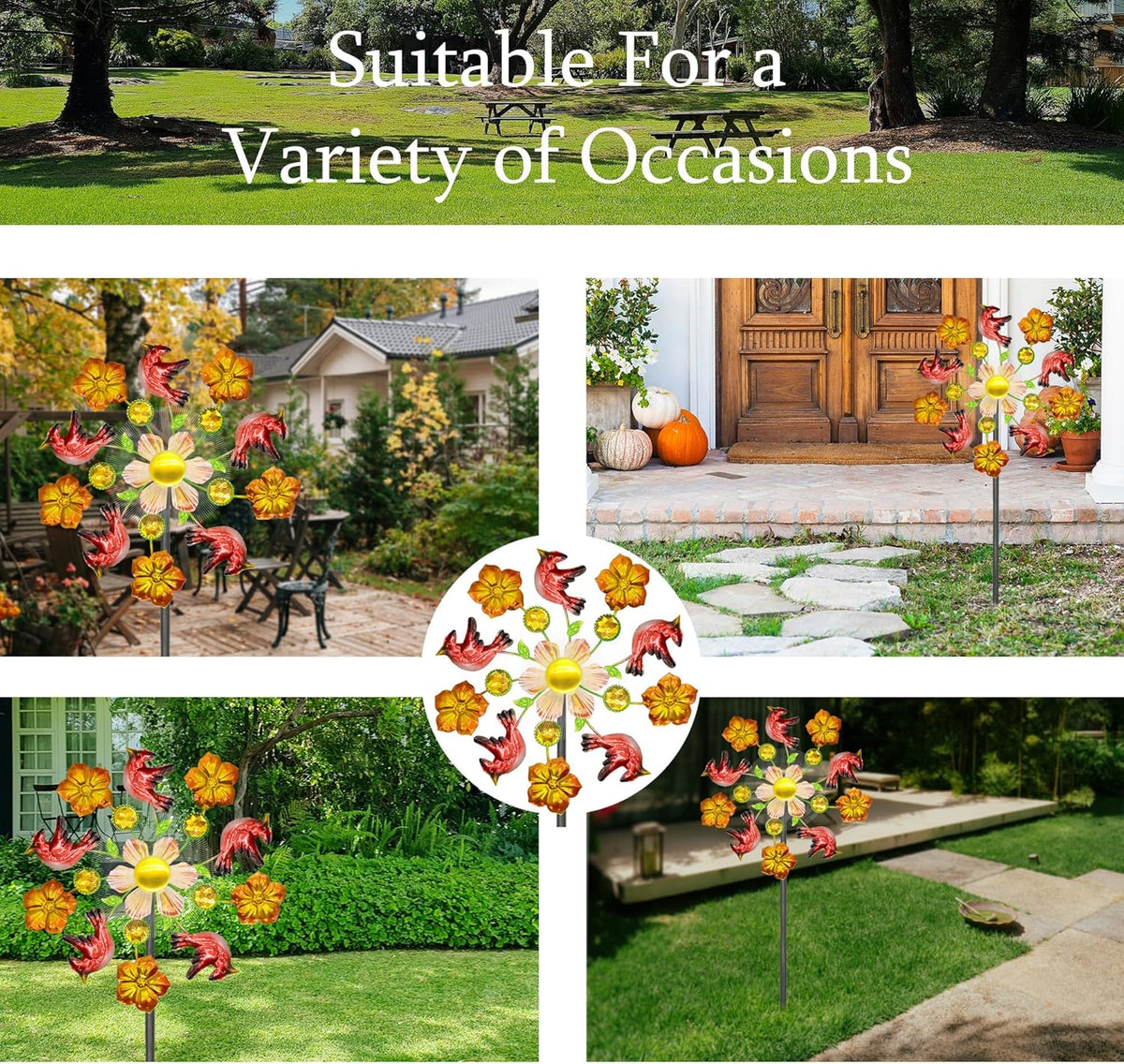 Solar Wind Spinners Outdoors for Yard and Garden - 40 Inch Metal Wind Sculpture, Outdoor Kinetic