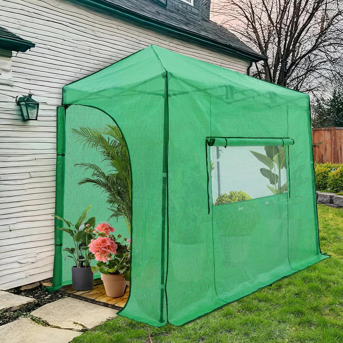 EAGLE PEAK Instant Pop-up Greenhouse, Indoor Outdoor Plant Gardening Green House, Roll-Up Zipper