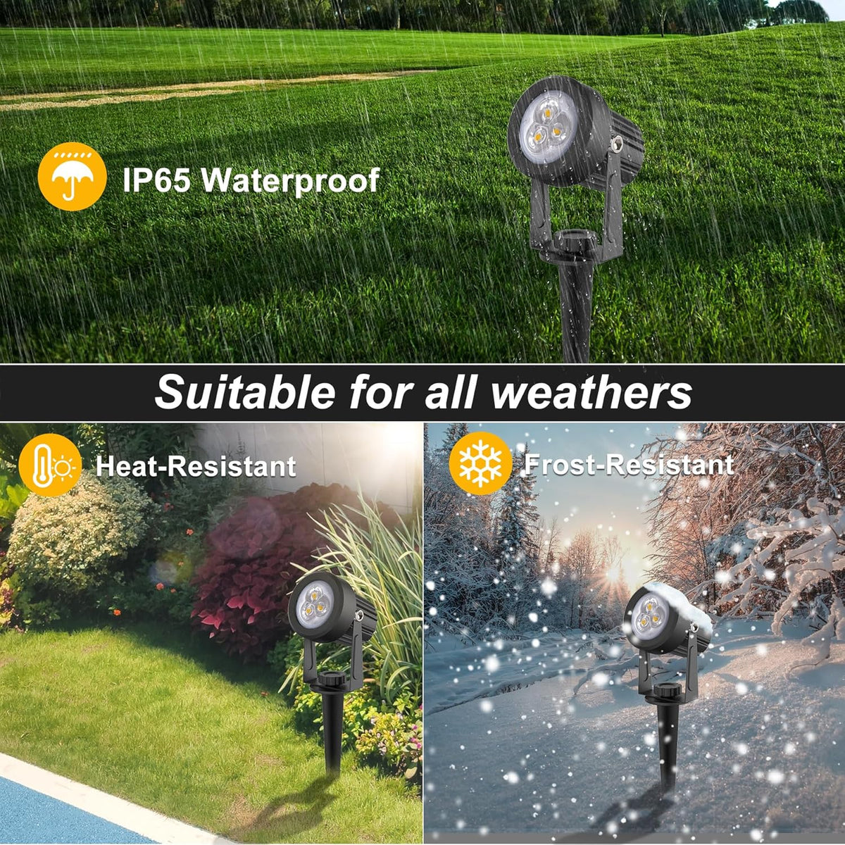 Solar Spot Lights Outdoor, Solar Landscape Spotlights IP65 Waterproof 9.8ft Cable,Auto On/Off