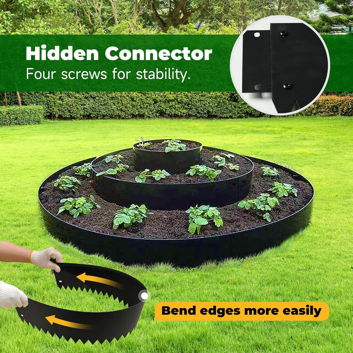 Black Steel Garden Edging with Top Bending Protection Metal Lanscape Edging Steel Garden Lawn
